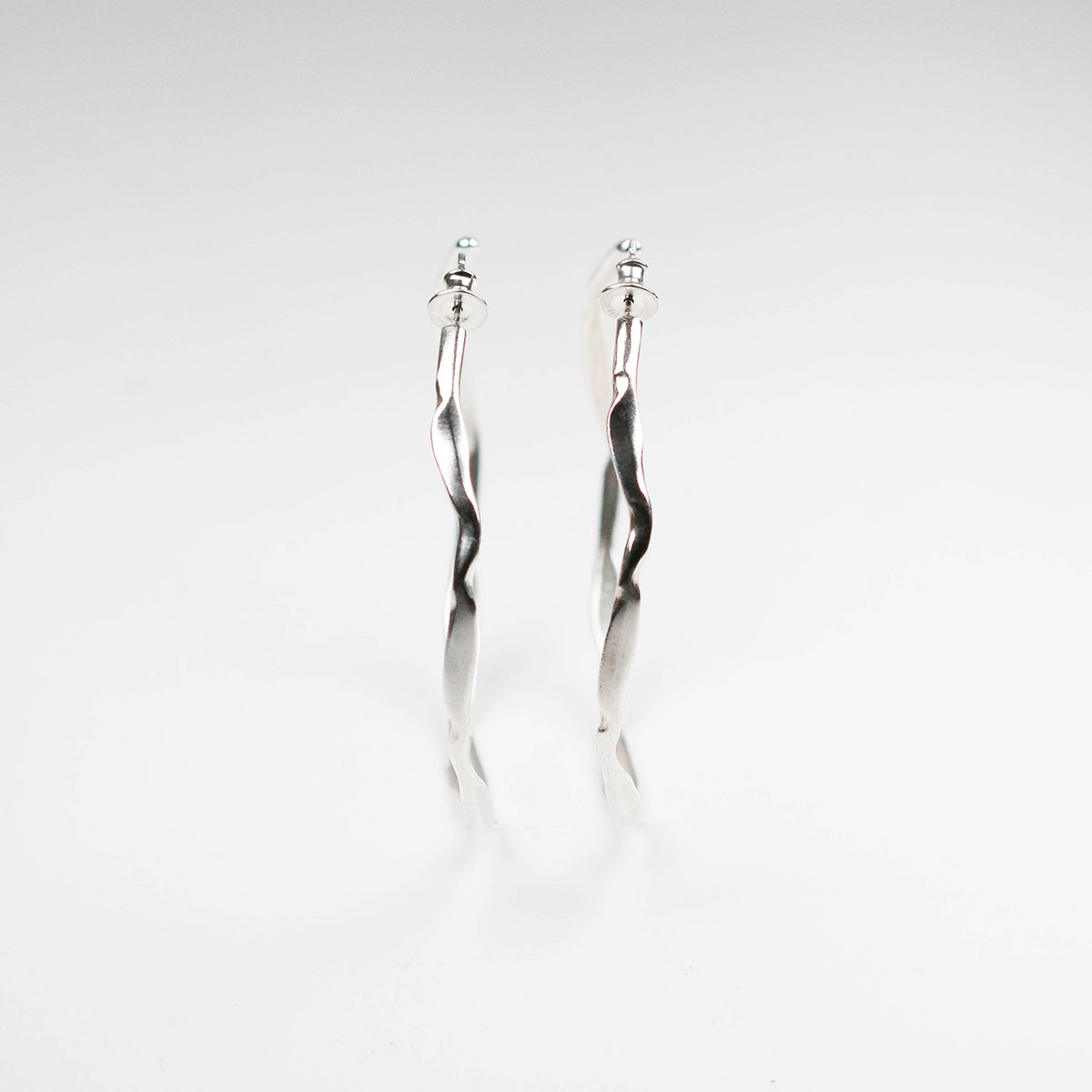 large silver earrings - carved collection