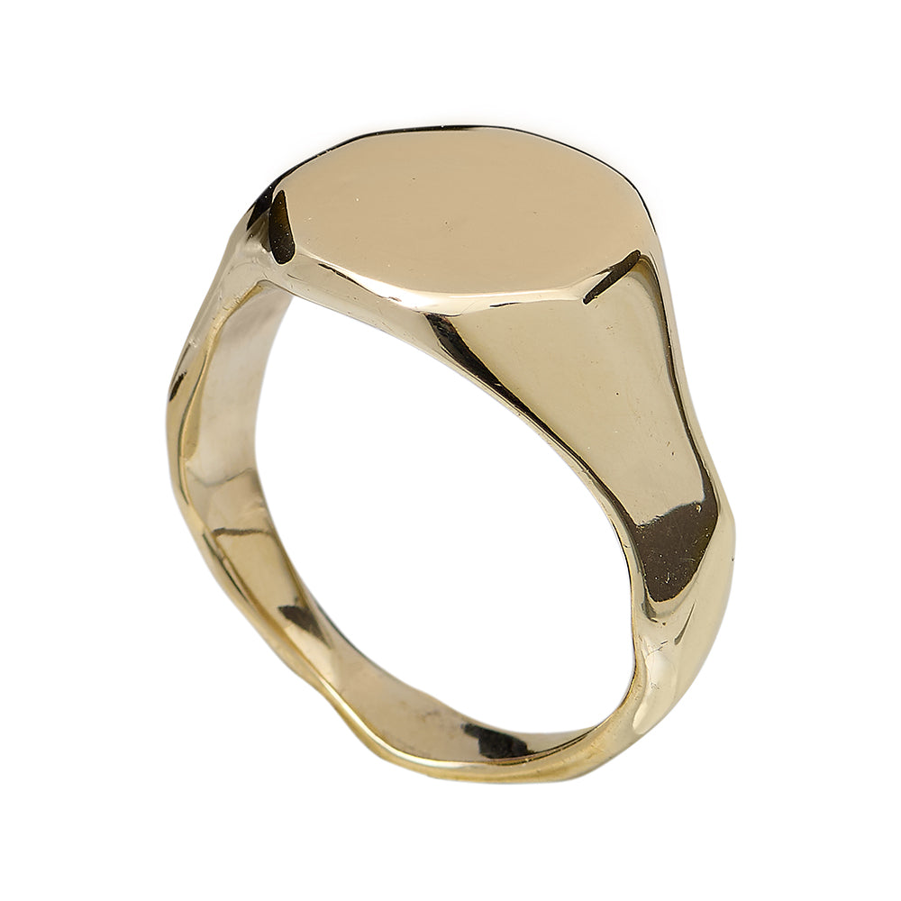 Carved 9ct Yellow Gold Signet Ring