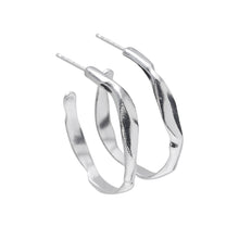 Carved Silver Medium Hoops