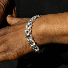 Carved Silver Heavy Link Bracelet