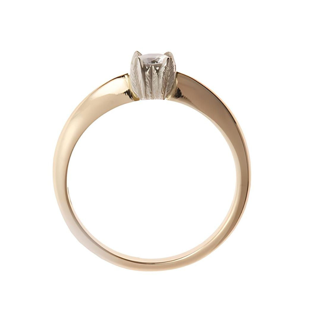 Collette 18ct yellow gold diamond engagement ring with a platinum setting - side view