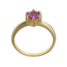 18ct yellow gold engagement ring with a pink sapphire - front view