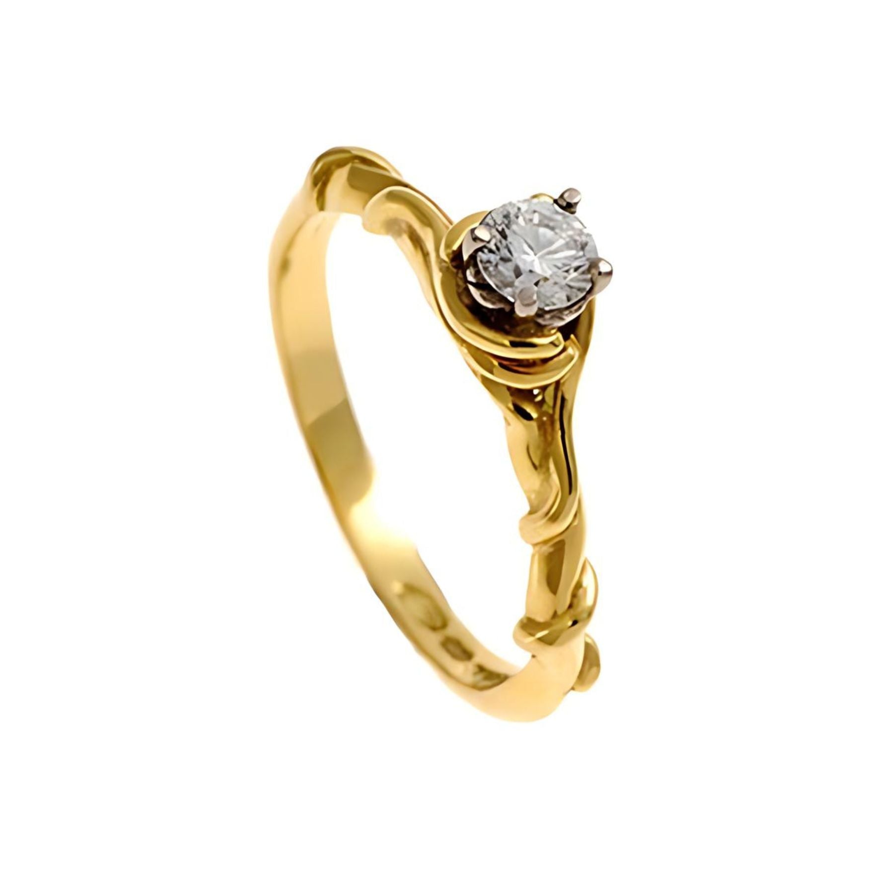 18ct yellow gold diamond engagement ring with a .20pt diamond