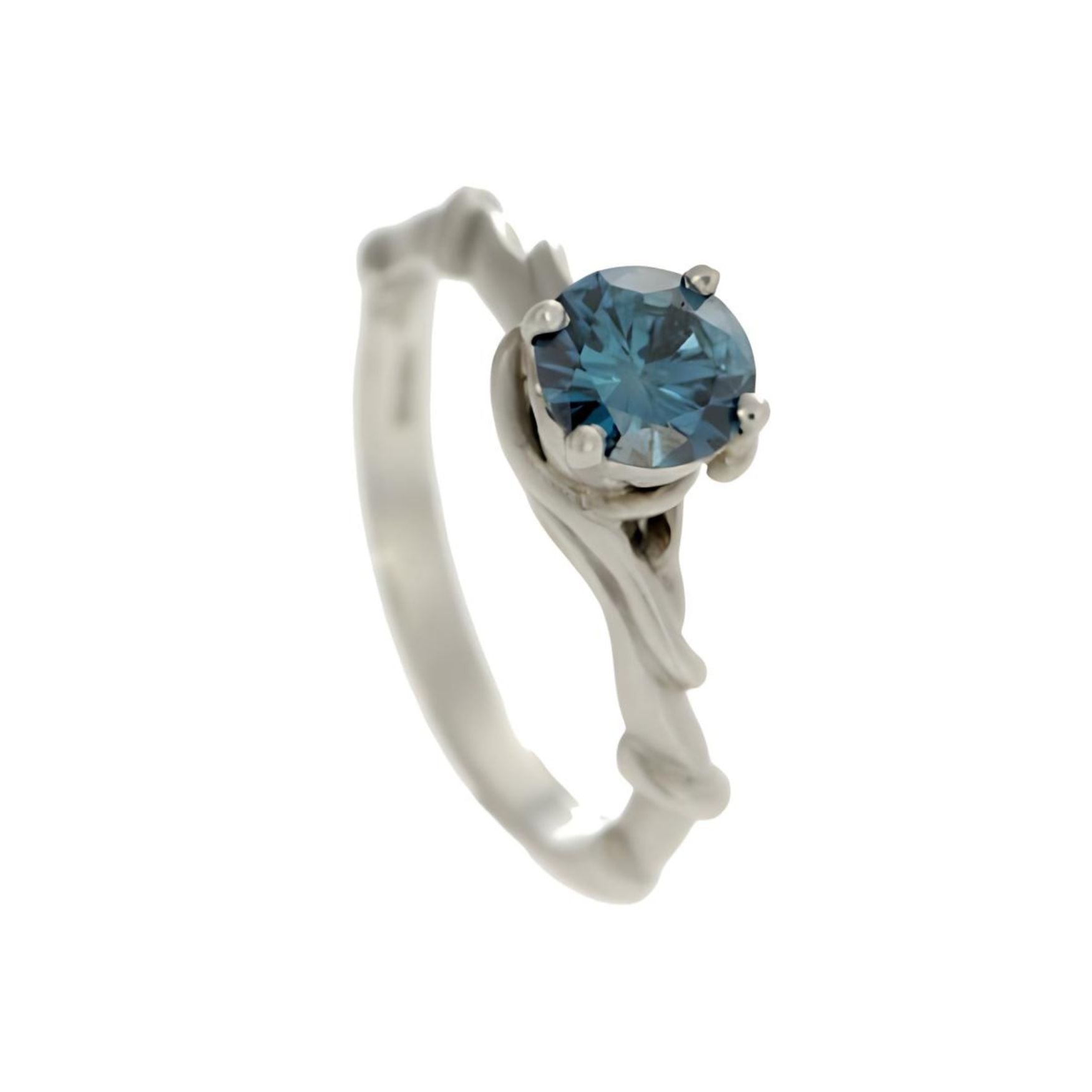 platinum engagement ring - blue diamond - Entwine collection