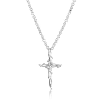 Entwine silver small cross necklace