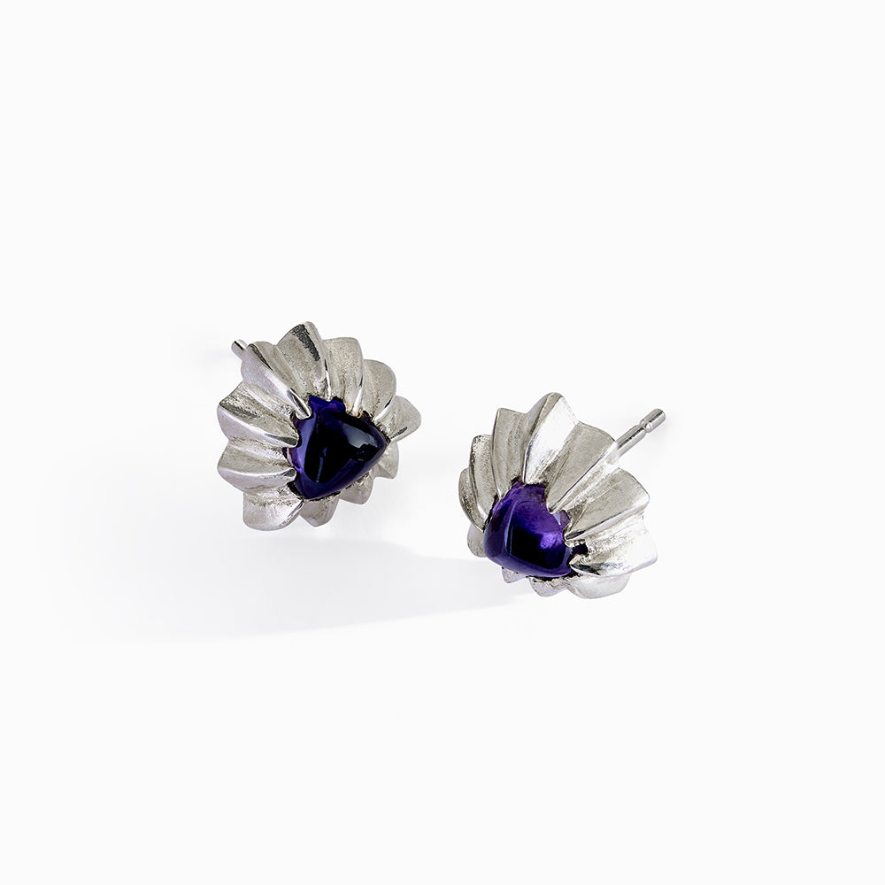 Forest Silver Gemstone Stud Earrings