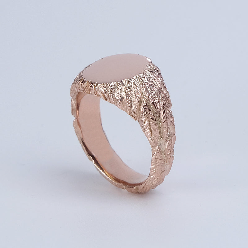 Feather signet ring - 9ct rose gold