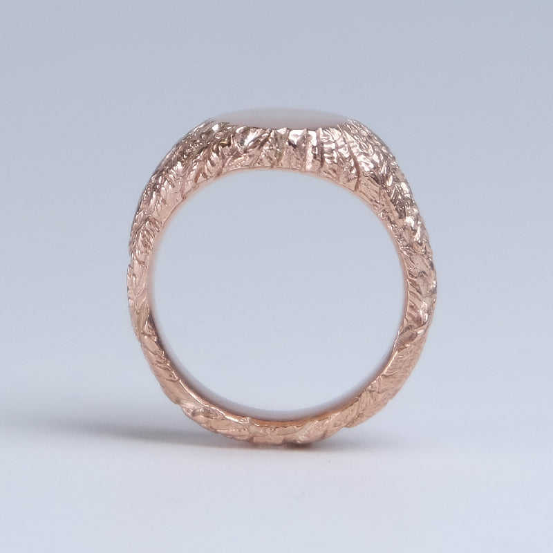 Feather signet ring - 9ct rose gold