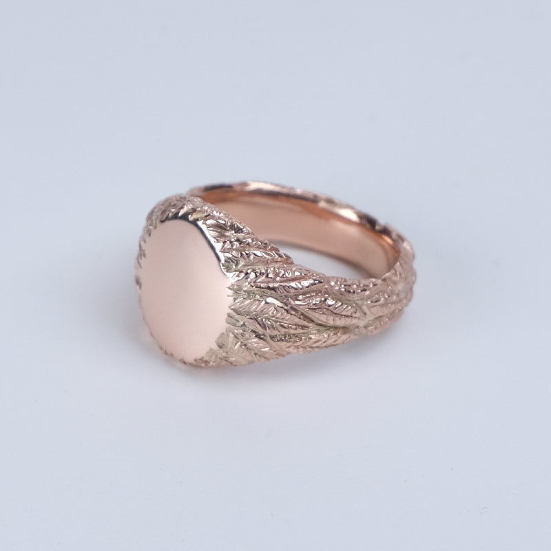 Feather signet ring - 9ct rose gold