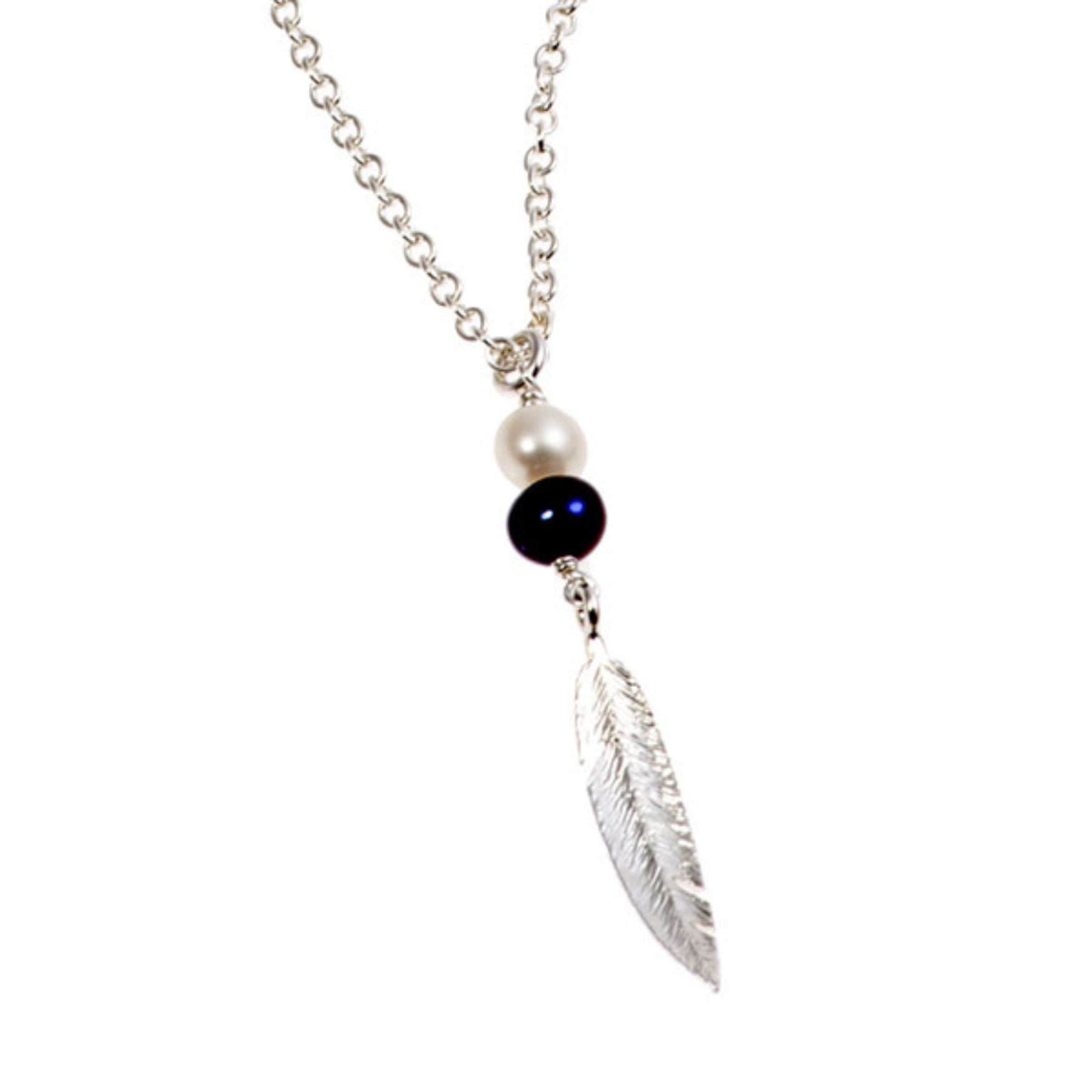 Peacock pearl Feather necklace