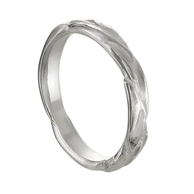 This silver ring measures 3.5mm in width.