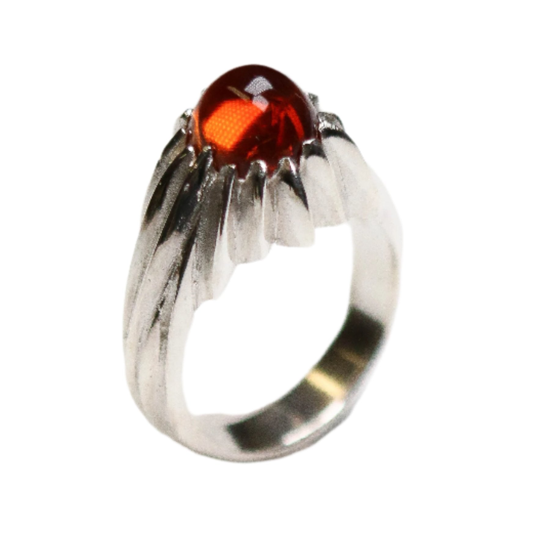 Forest Silver Garnet Round Gemstone Ring