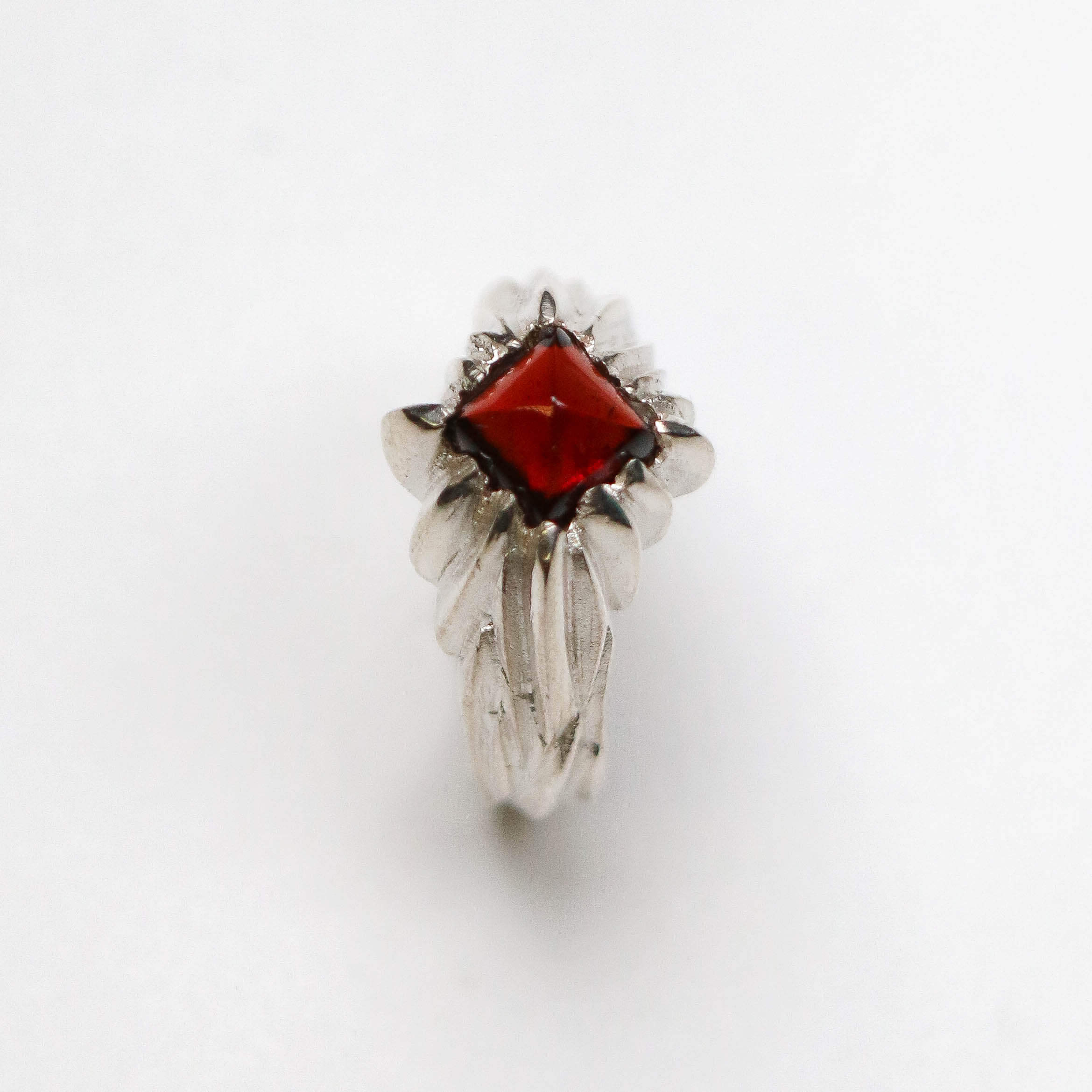 Forest Silver Garnet Square Gemstone Ring