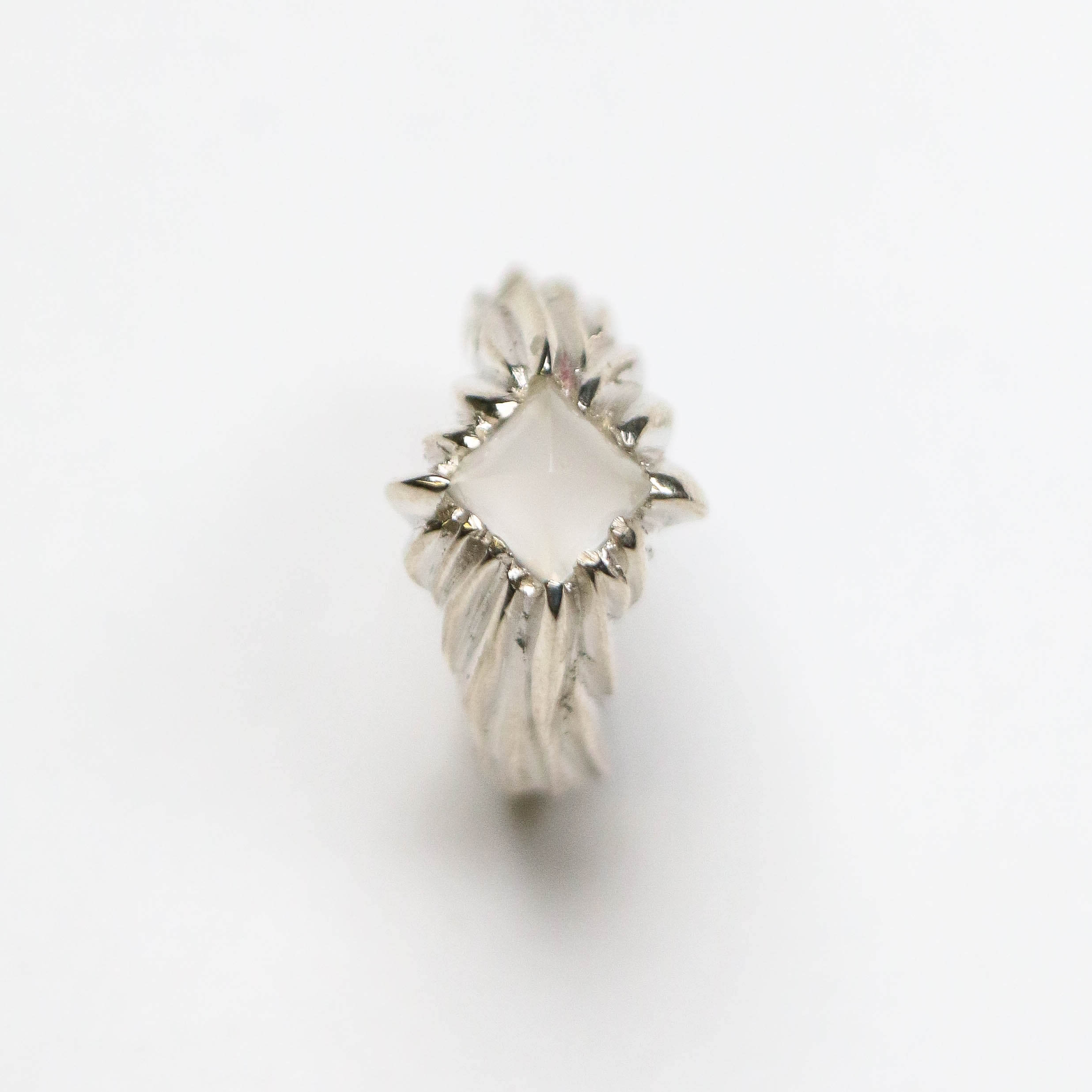 Forest Silver Moonstone Square Gemstone Ring