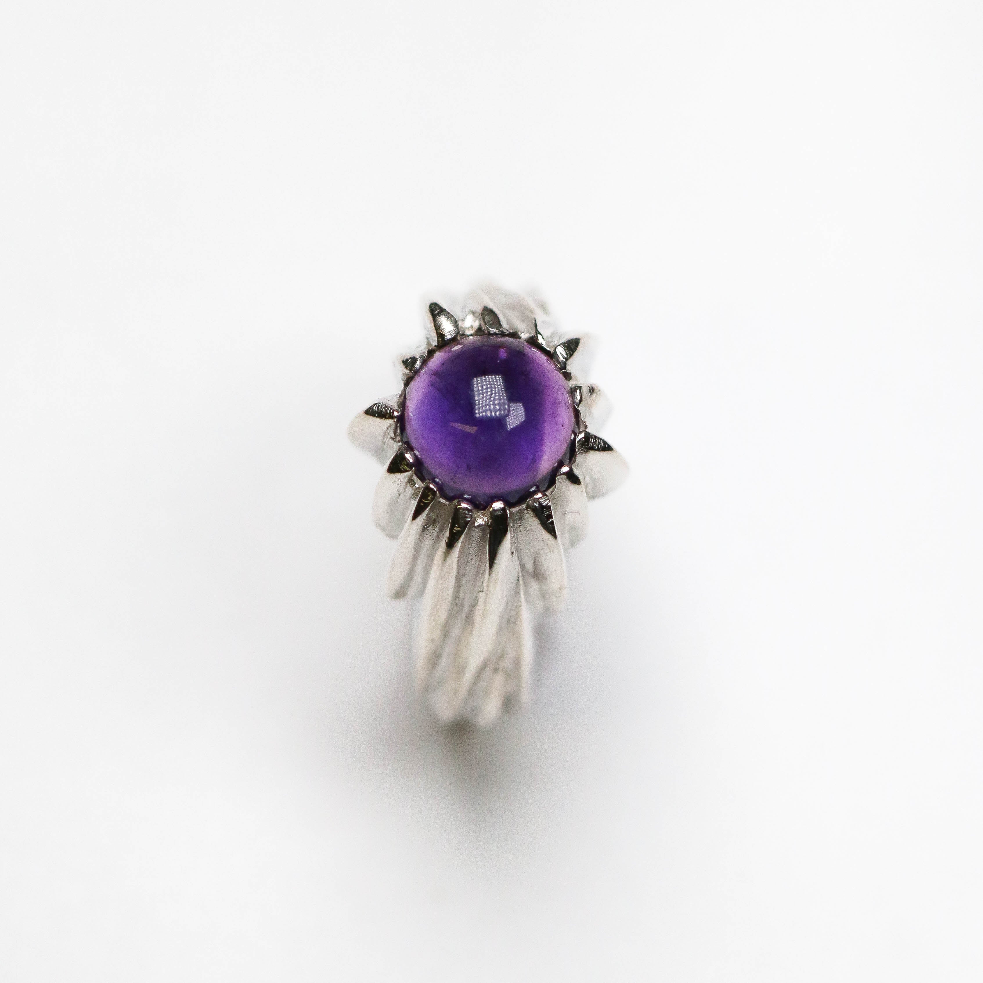 Forest Silver Amethyst Round Gemstone Ring