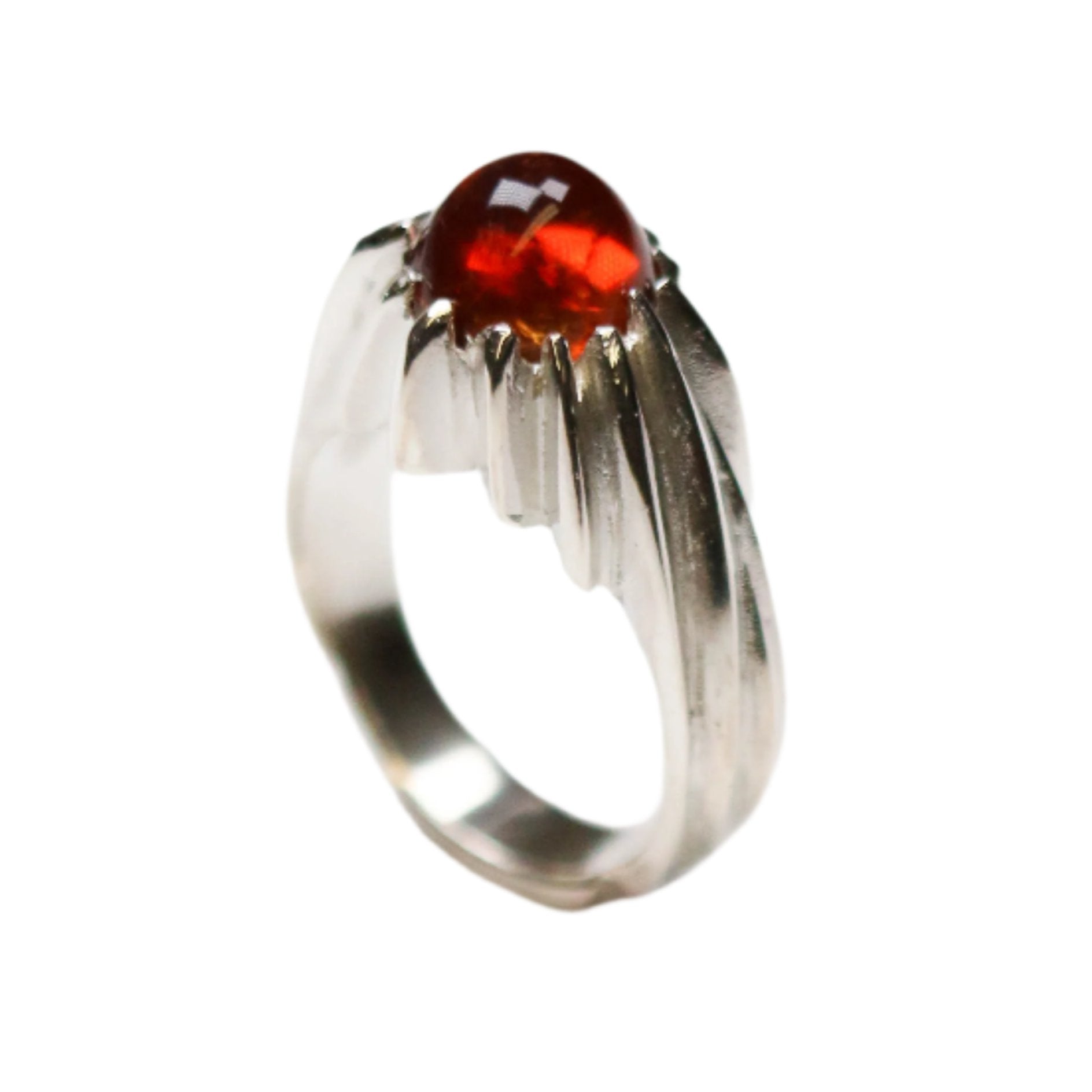 Forest Silver Garnet Round Gemstone Ring