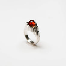 Forest Silver Garnet Round Gemstone Ring