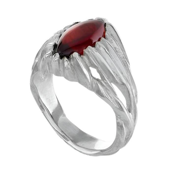 Forest Silver Ruby Marquise Gemstome Ring