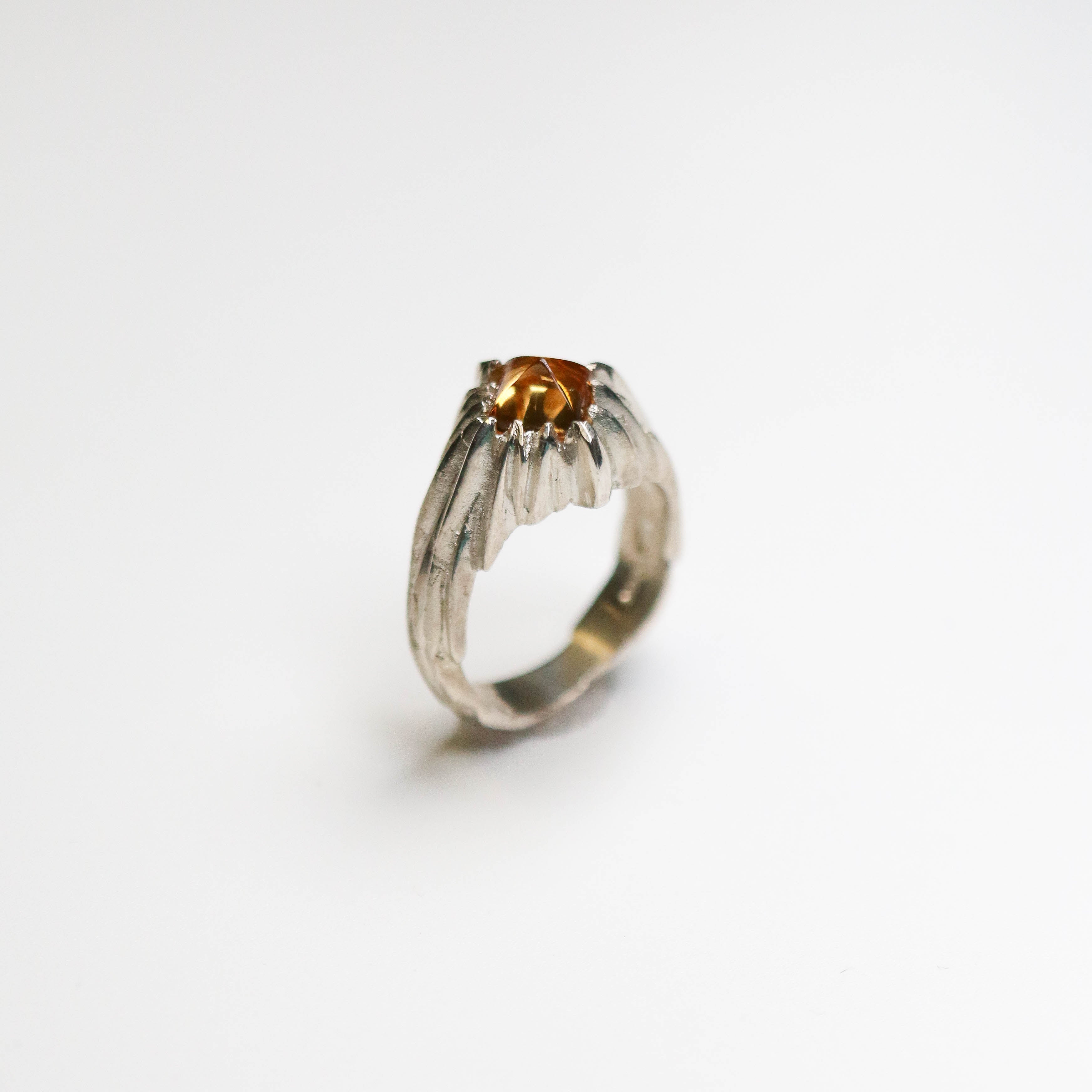 Forest Silver Citrine Square Gemstone Ring