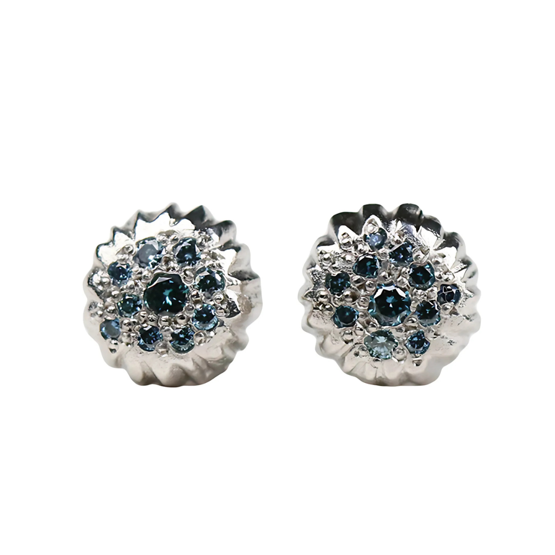 Forest Blue Diamond Platinum Earrings