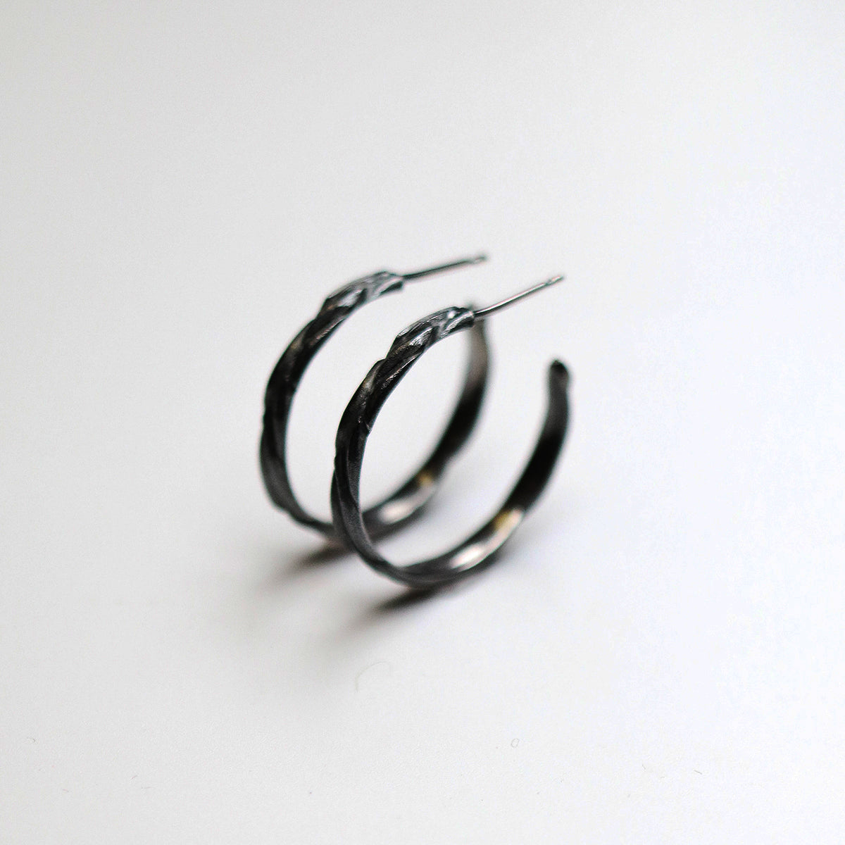 Forest Oxidised Medium Hoop Earrings