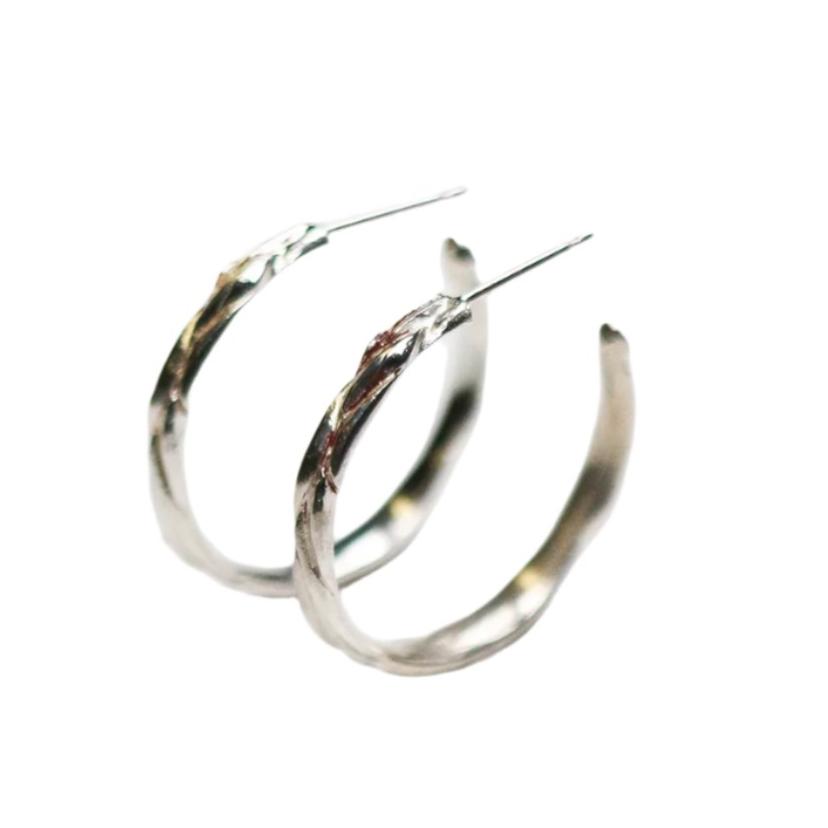 Forest Silver Medium Hoop Earrings