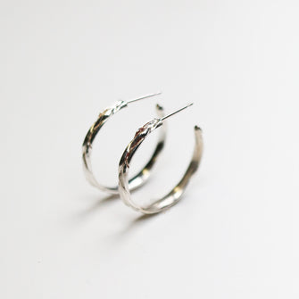 Forest Silver Medium Hoop Earrings