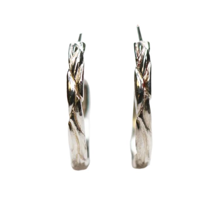 Forest Silver Medium Hoop Earrings