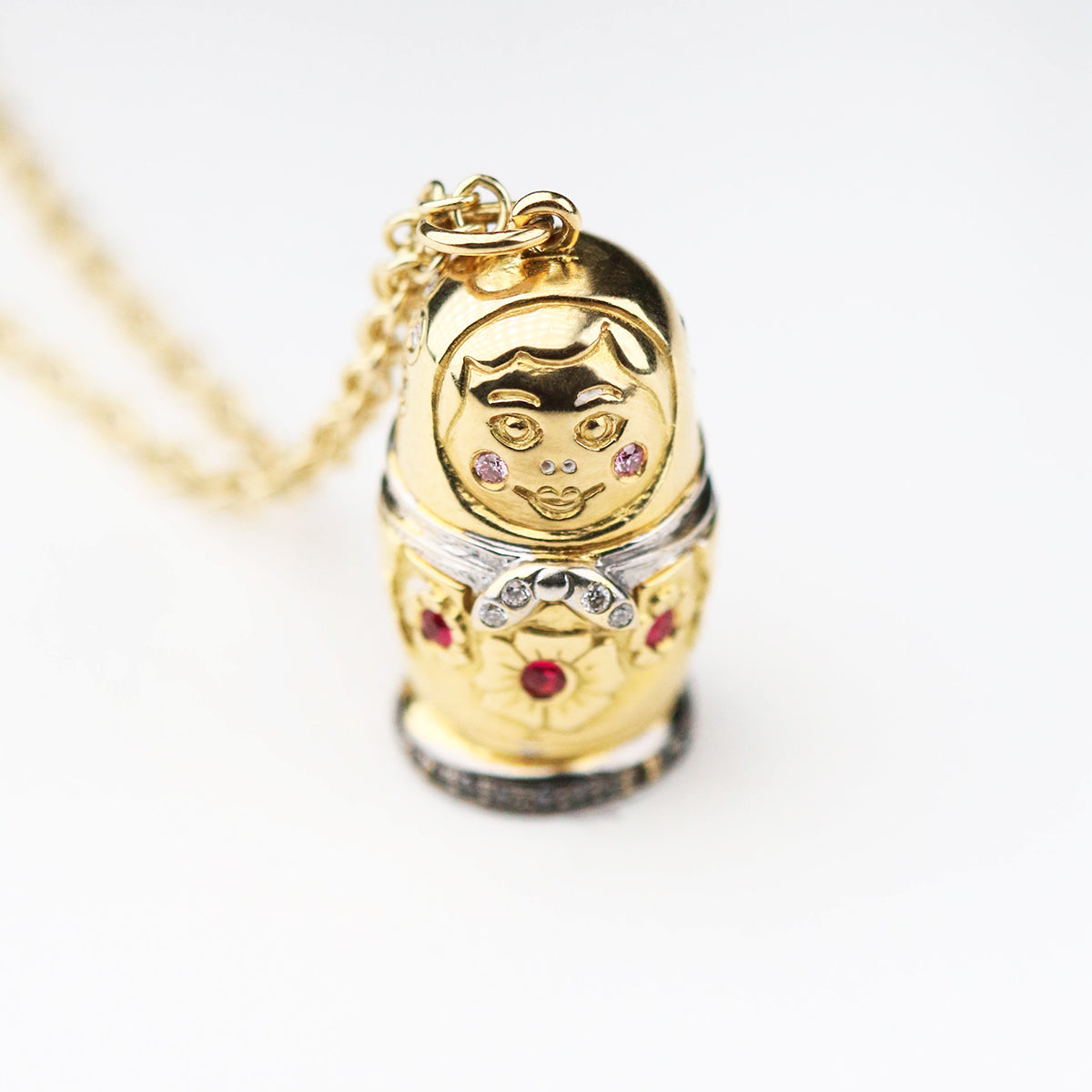 9ct Gold Russian Doll Ruby Necklace