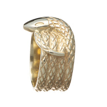 A tribute to the old school snake rings popular in the 1970's. Handmade by Jeremy Hoye in solid 9ct gold.