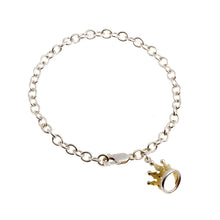 Silver curb chain with 18ct gold plated silver tiara charm.