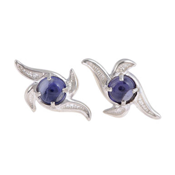 Silver Libertine studs handmade in sterling silver with an Iolite gemstone