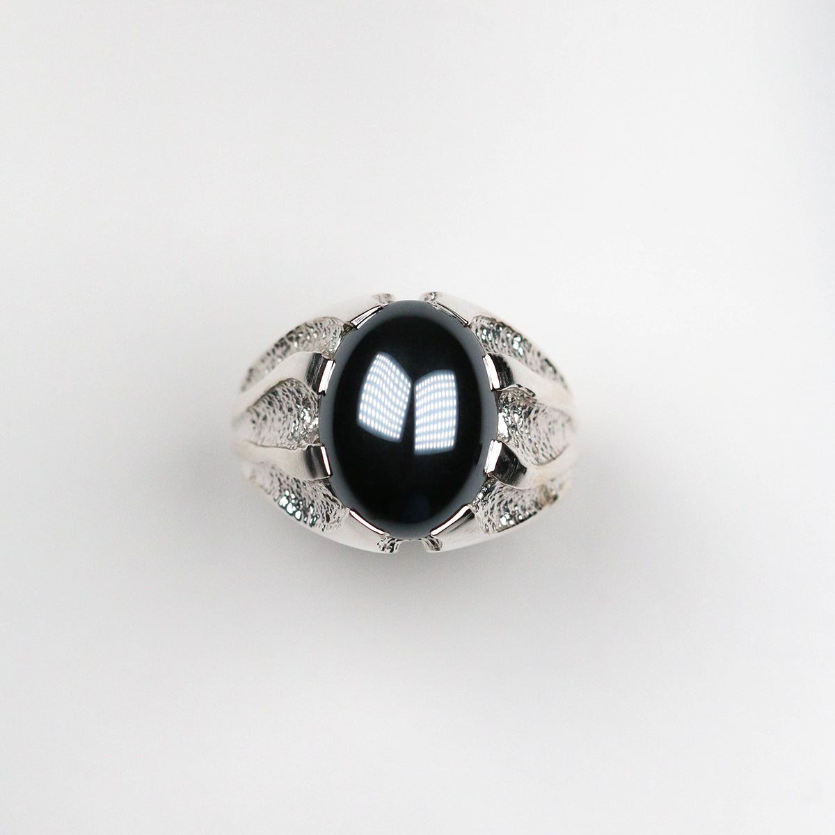 Libertine Silver Heavy Stone Set Ring in Hematite.