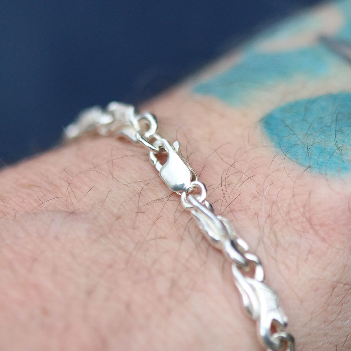 Libertine oxidised silver serpent link bracelet.