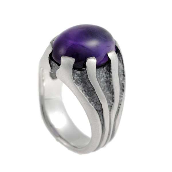 Libertine Silver Heavy Gemstone Set Ring