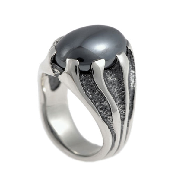 Libertine Silver Heavy Gemstone Set Ring