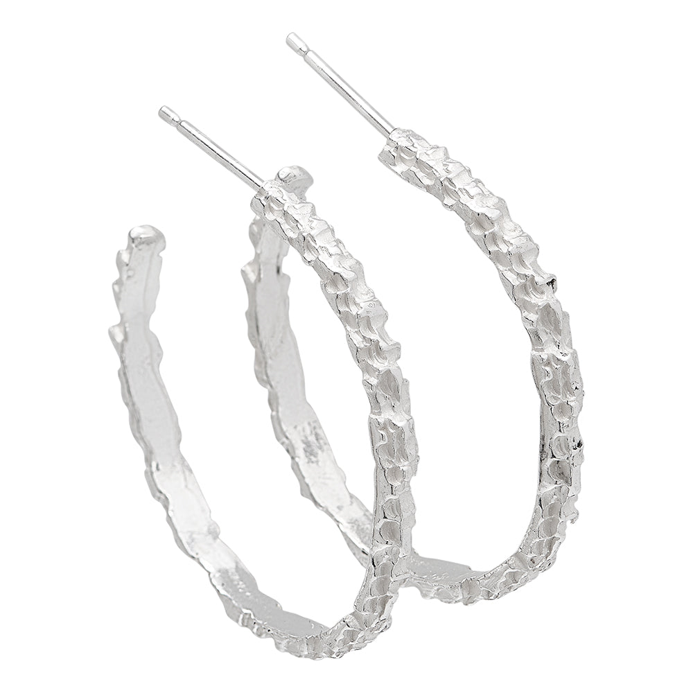 Luna Silver Medium Hoop Earrings