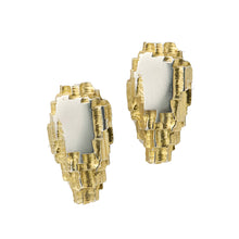 Perfect for everyday wear, these Luna silver textured edge studs measure 17mm and are finished with 18ct gold plating.