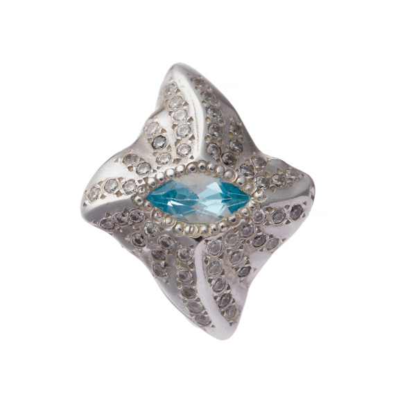 Manta Ray Silver Marquise Gemstone Ring