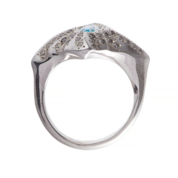 Manta Ray Silver Marquise Gemstone Ring