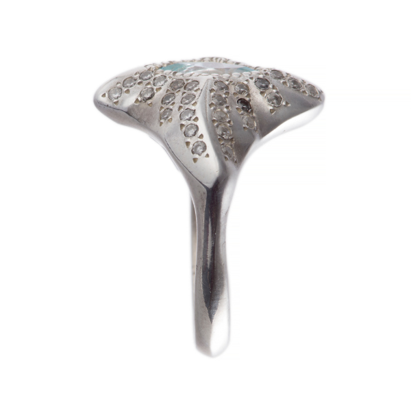 Manta Ray Silver Marquise Gemstone Ring