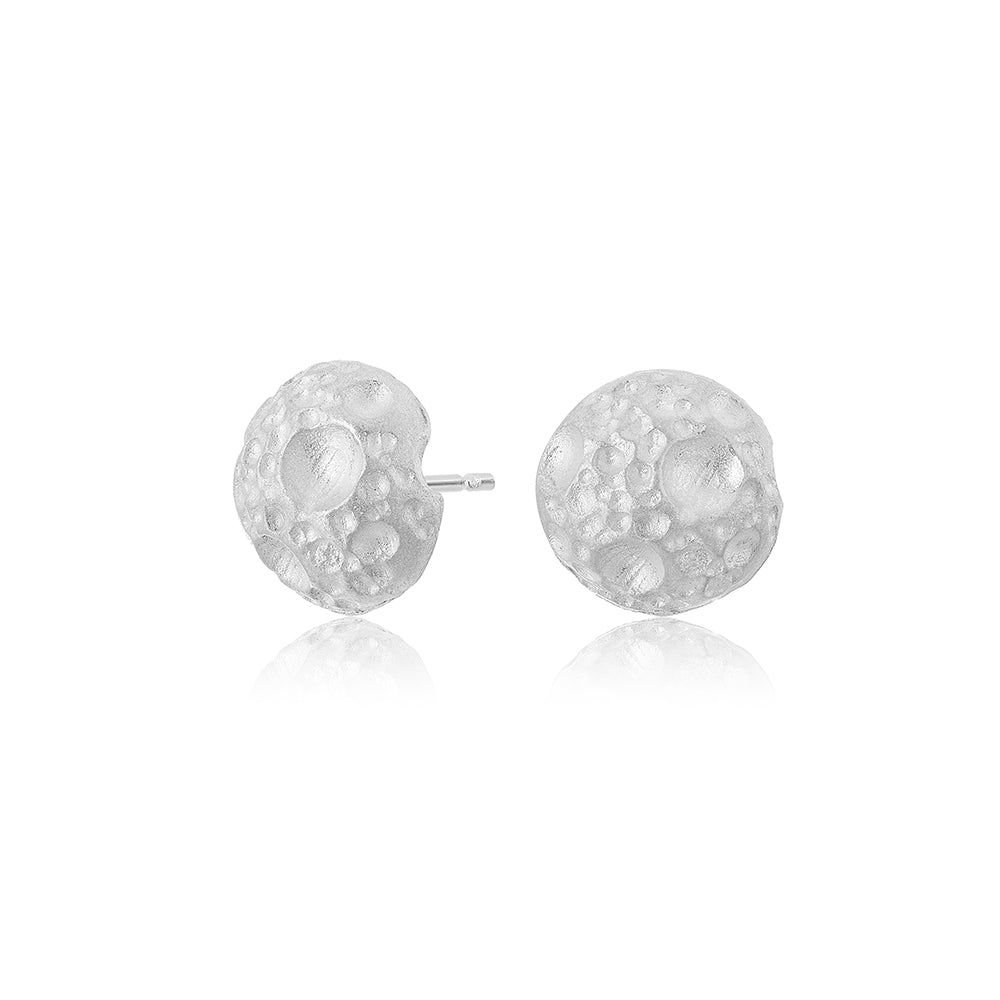 These unusual ear studs from Jeremy's brand new Moon collection are handmade in silver and measure 10mm in diameter.