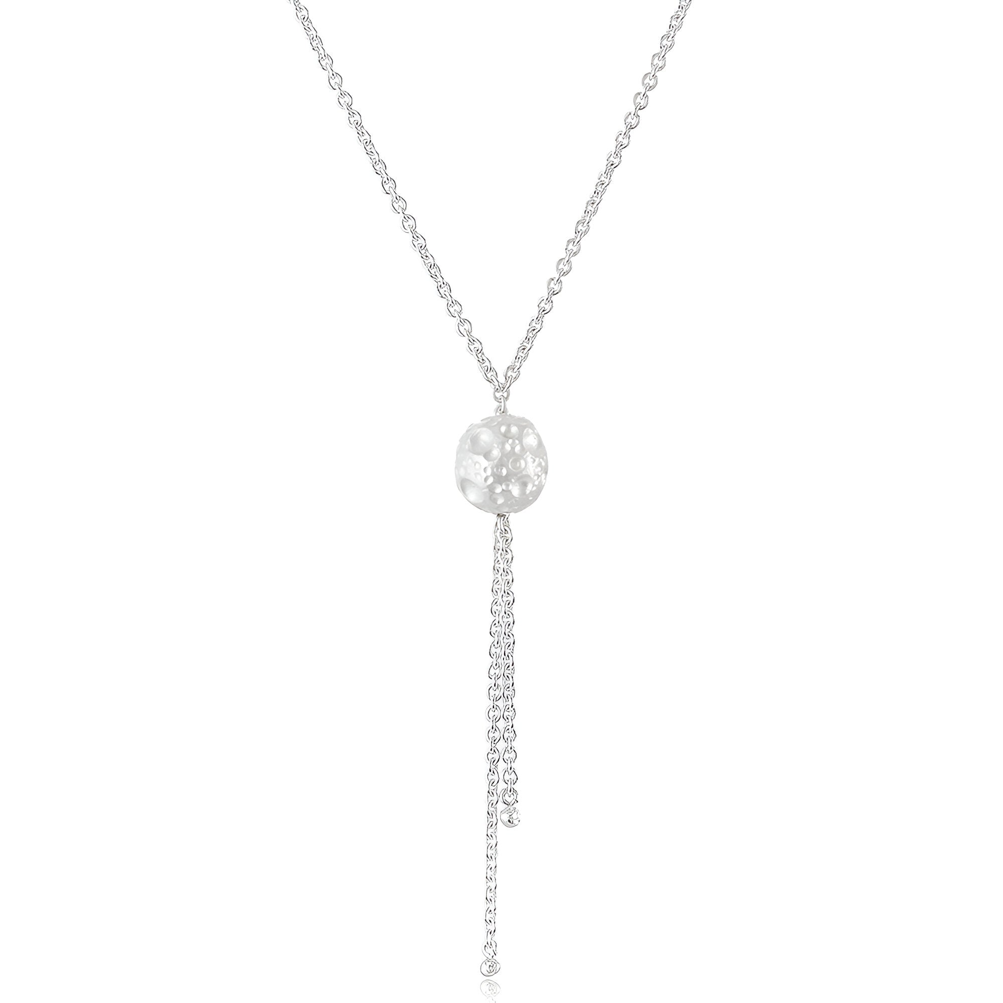 This necklace measures 18” in length with an additional 1.5” drop, and features a 1.5mm Moon bead and two tiny textured end beads.