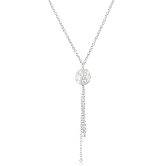 This necklace measures 18” in length with an additional 1.5” drop, and features a 1.5mm Moon bead and two tiny textured end beads.