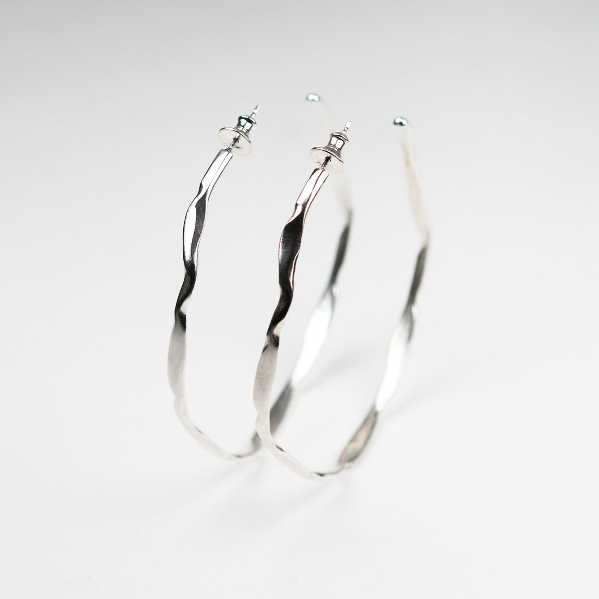 large silver earrings - carved collection