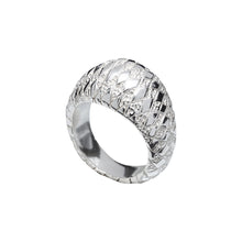 Chequered Silver Bombé Ring