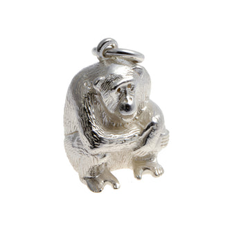Silver Chimpanzee charm supplied on a round jump ring.