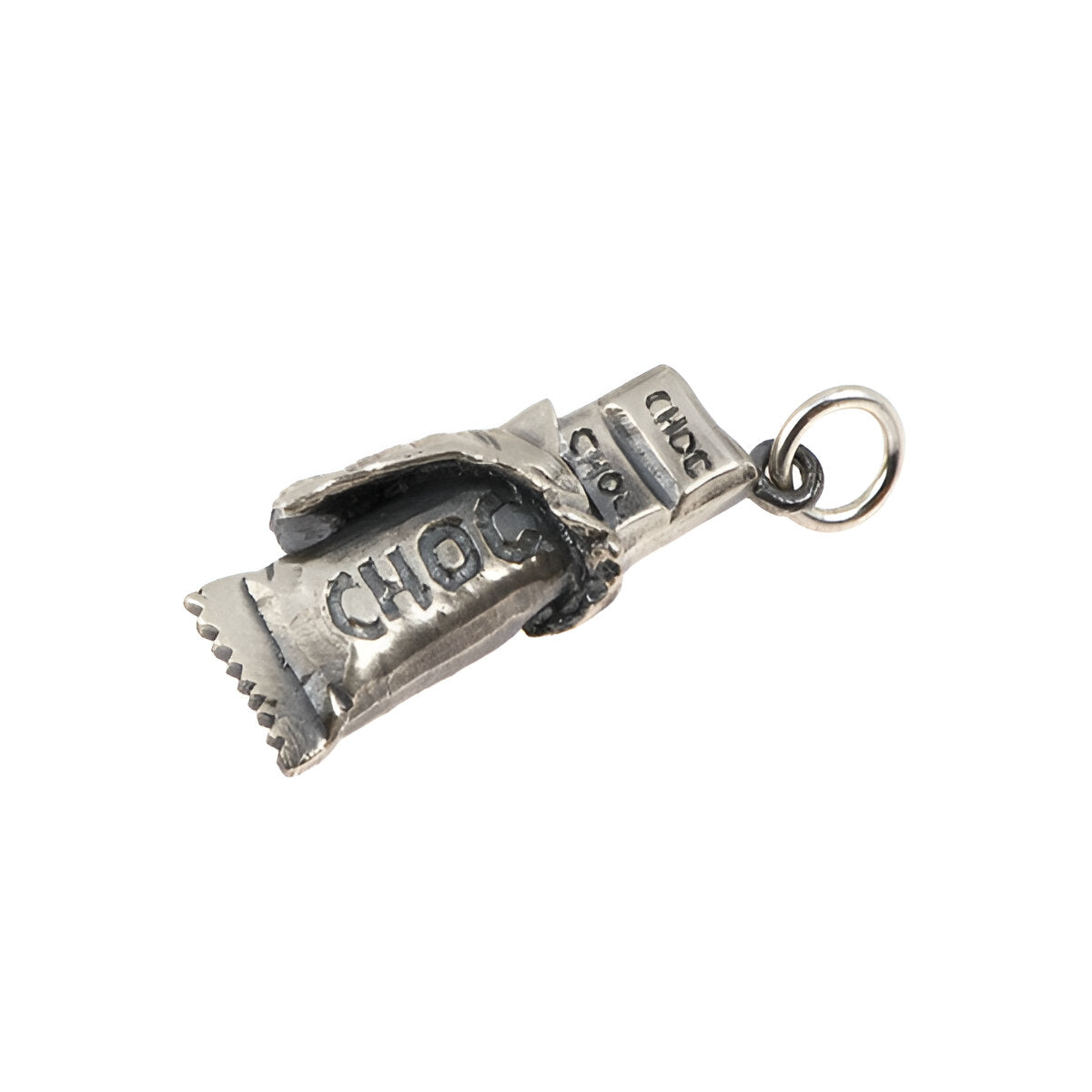 Silver Chocolate Bar charm from The Forbidden Food set. All charms are supplied on a round jump ring.