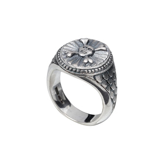 Hoye Division Silver Skull & Crossbones Signet Ring