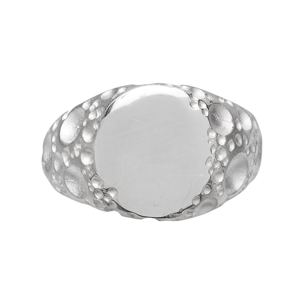 Moon Small Silver Signet Ring